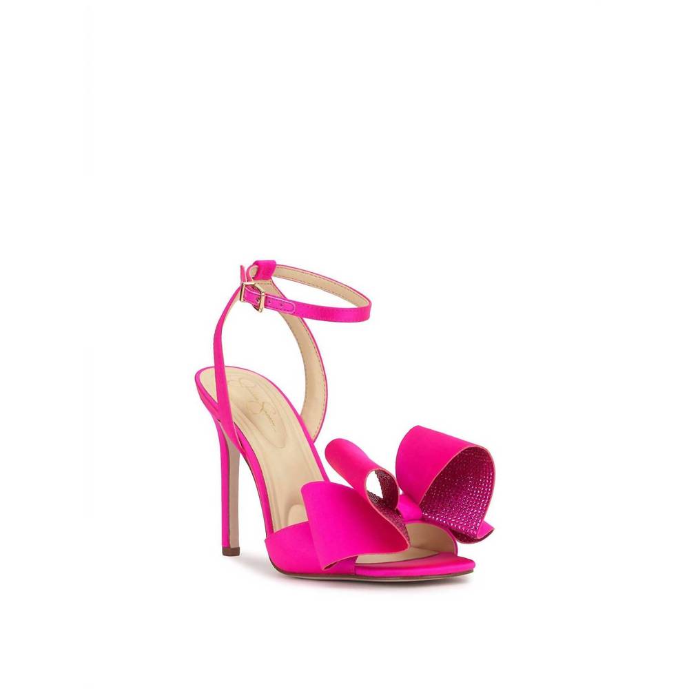 Jessica Simpson Hot Pink Satin Bow Ankle Strap Stiletto Sandals (New)